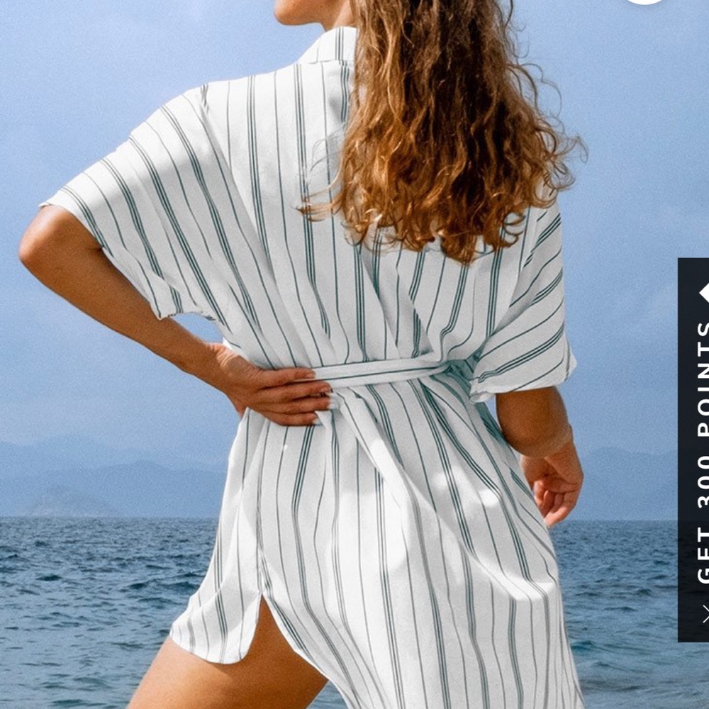 Cupshe Striped Button Front Cover Shirt/Kimono